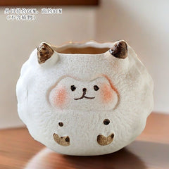 Creative Cute Animal Coarse Pottery Succulent Pot Set, Simple Durable High Aesthetic Home Decor