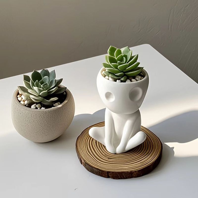 Creative Modern Minimalist Abstract Figure Small Flower Pot, Niche Desktop Succulent Planter Decor