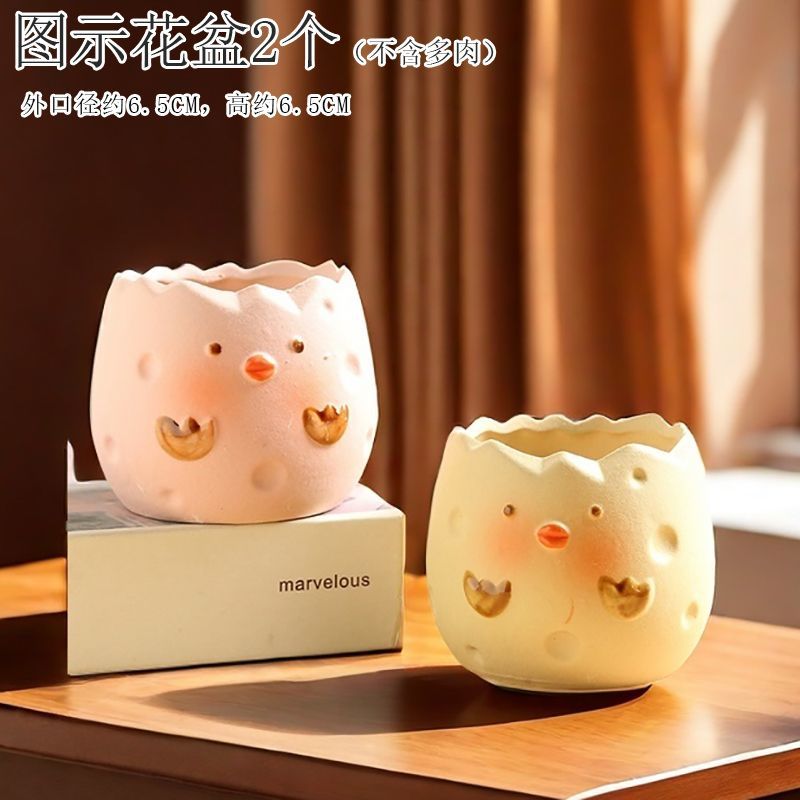 Creative Cute Animal Coarse Pottery Succulent Pot Set, Simple Durable High Aesthetic Home Decor