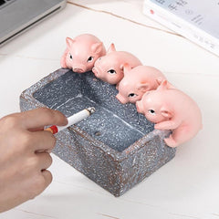 Cute Creative Multi-functional Small Pig Figurine, Succulent Pot Ashtray Storage Box Decor