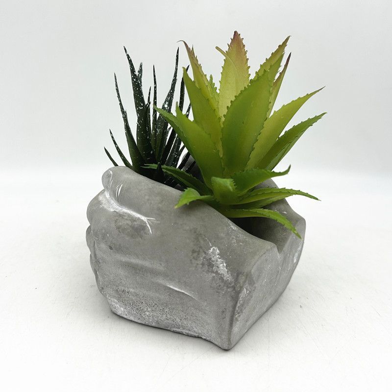 Creative Pastoral Cement Garden Pot, Buddha's Hand Shape, Suitable for Succulent Plants on Terrace