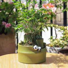 Pastoral Style Imitation Bamboo Resin Succulent Pot, Personalized Balcony Garden Micro Landscape Decor