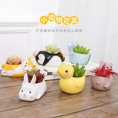 Creative Cute Small Animal Resin Succulent Pot, Desktop Micro Landscape Indoor Plant Planter Decor