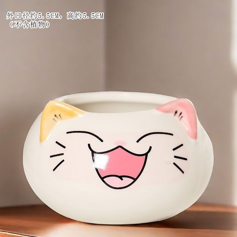 Creative Cute Animal Coarse Pottery Succulent Pot Set, Simple Durable High Aesthetic Home Decor