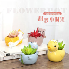 Creative Cute Small Animal Resin Succulent Pot, Desktop Micro Landscape Indoor Plant Planter Decor