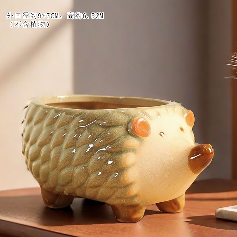Creative Cute Animal Coarse Pottery Succulent Pot Set, Simple Durable High Aesthetic Home Decor