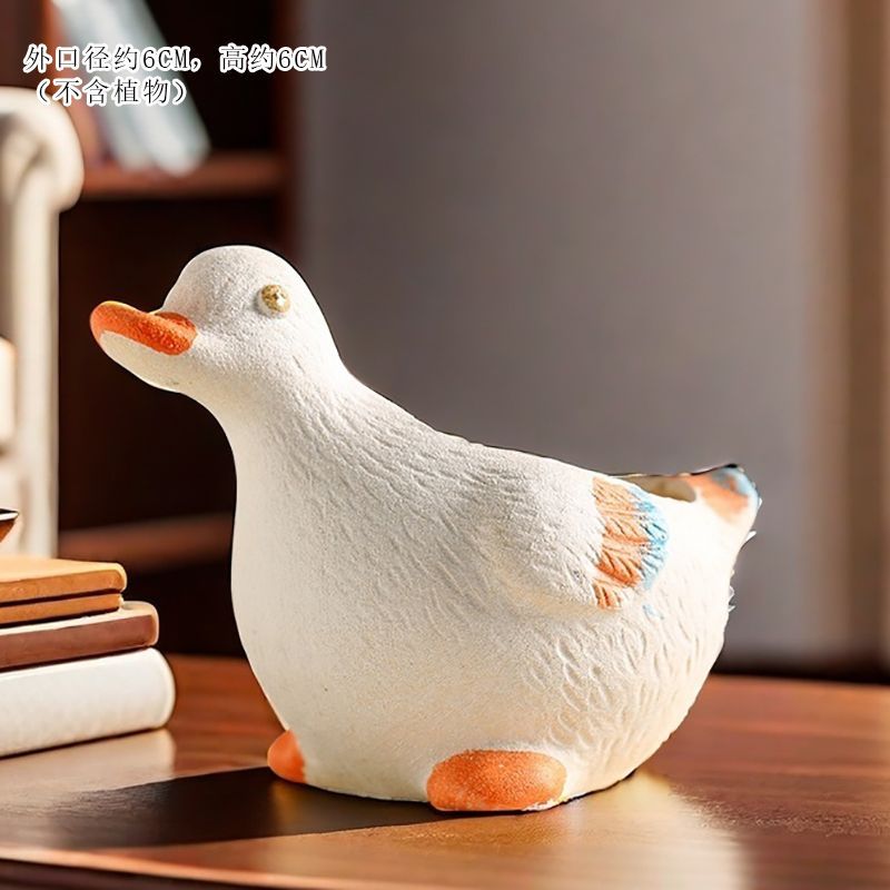 Creative Cute Animal Coarse Pottery Succulent Pot Set, Simple Durable High Aesthetic Home Decor