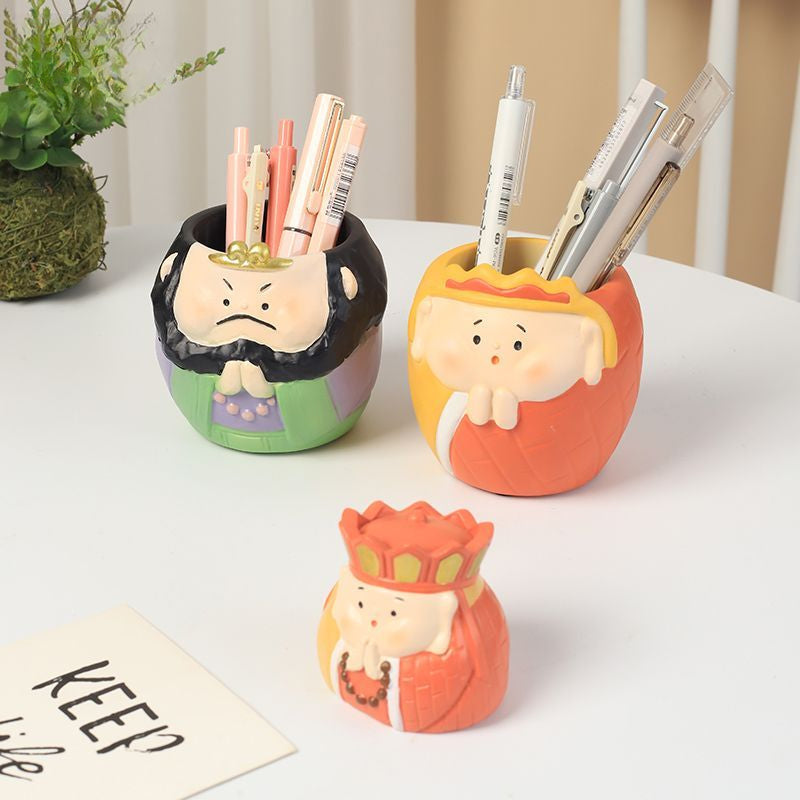 Creative Journey to the West Master & Disciples Pen Holder Storage Box, Kids Boys Student Desktop Decor Birthday Gift