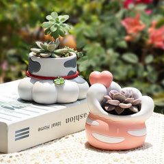Lucky Cat Paw Dual-Use Succulent Pot & Pen Holder, Personalized Balcony Garden Desktop Plant Decor Figurine