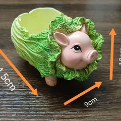Creative Cute Pig Arching Cabbage Ashtray, Fresh Pastoral Indoor Living Room Hotel Desktop Decor