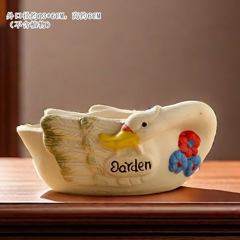 Creative Cute Animal Coarse Pottery Succulent Pot Set, Simple Durable High Aesthetic Home Decor