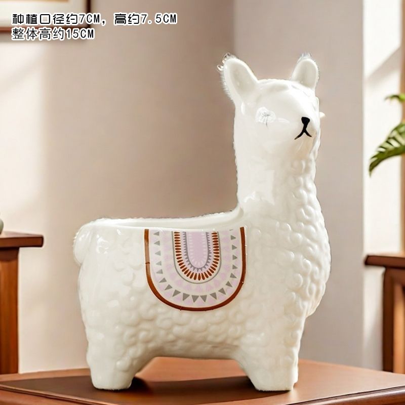 Cute Animal Succulent Pot Set, Creative Coarse Pottery Simple Home Durable High Aesthetic Decor