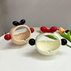 Cute Personalized Ceramic Ashtray, Creative Light Luxury Trendy Living Room Home Office Decor Gift (Splash-Proof)