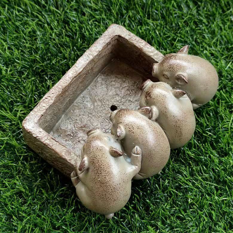 Cute Creative Multi-functional Small Pig Figurine, Succulent Pot Ashtray Storage Box Decor