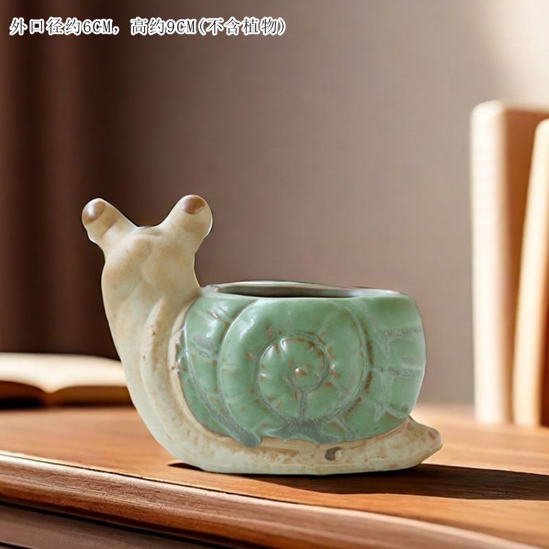 Creative Cute Animal Coarse Pottery Succulent Pot Set, Simple Durable High Aesthetic Home Decor