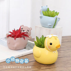 Creative Cute Small Animal Resin Succulent Pot, Desktop Micro Landscape Indoor Plant Planter Decor