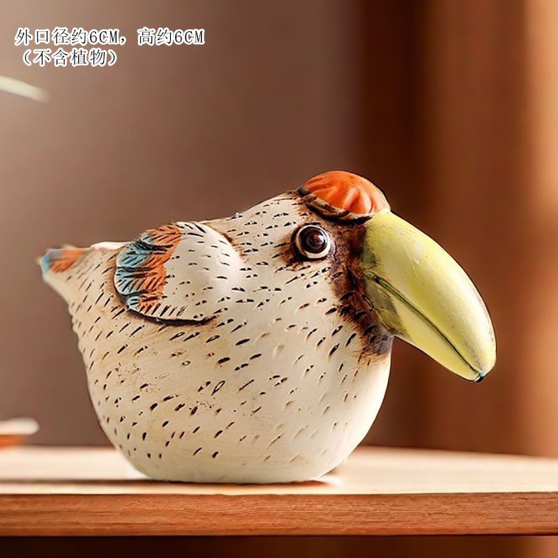 Creative Cute Animal Coarse Pottery Succulent Pot Set, Simple Durable High Aesthetic Home Decor