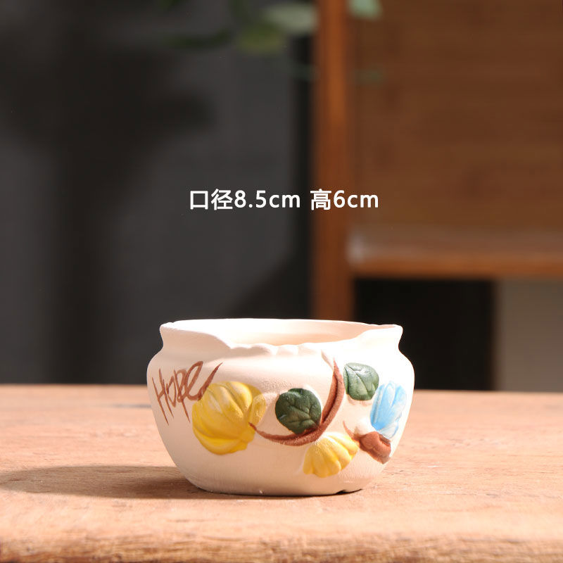 Spring Dot Ceramic Succulent Pot, Simple Home Balcony Terracotta Coarse Pottery Small Planter