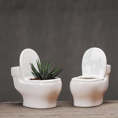 Creative Cute Simple Small Ceramic Succulent Pot, Desktop Toilet Origami Shape Planter