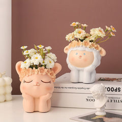 Creative Cartoon Animal Panda Dual-Use Succulent Pot & Pen Holder, Personalized Micro Landscape Planter Decor