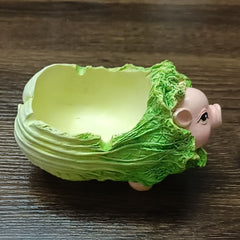 Creative Cute Pig Arching Cabbage Ashtray, Fresh Pastoral Indoor Living Room Hotel Desktop Decor