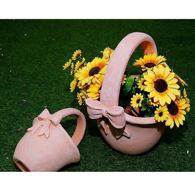 Cute Bowknot Magnesium Oxide Flower Pot / Planter, Durable Garden Courtyard Balcony Villa Decor Craft