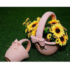 Cute Bowknot Magnesium Oxide Flower Pot / Planter, Durable Garden Courtyard Balcony Villa Decor Craft