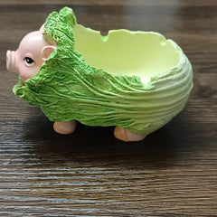 Creative Cute Pig Arching Cabbage Ashtray, Fresh Pastoral Indoor Living Room Hotel Desktop Decor