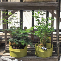 Pastoral Style Imitation Bamboo Resin Succulent Pot, Personalized Balcony Garden Micro Landscape Decor