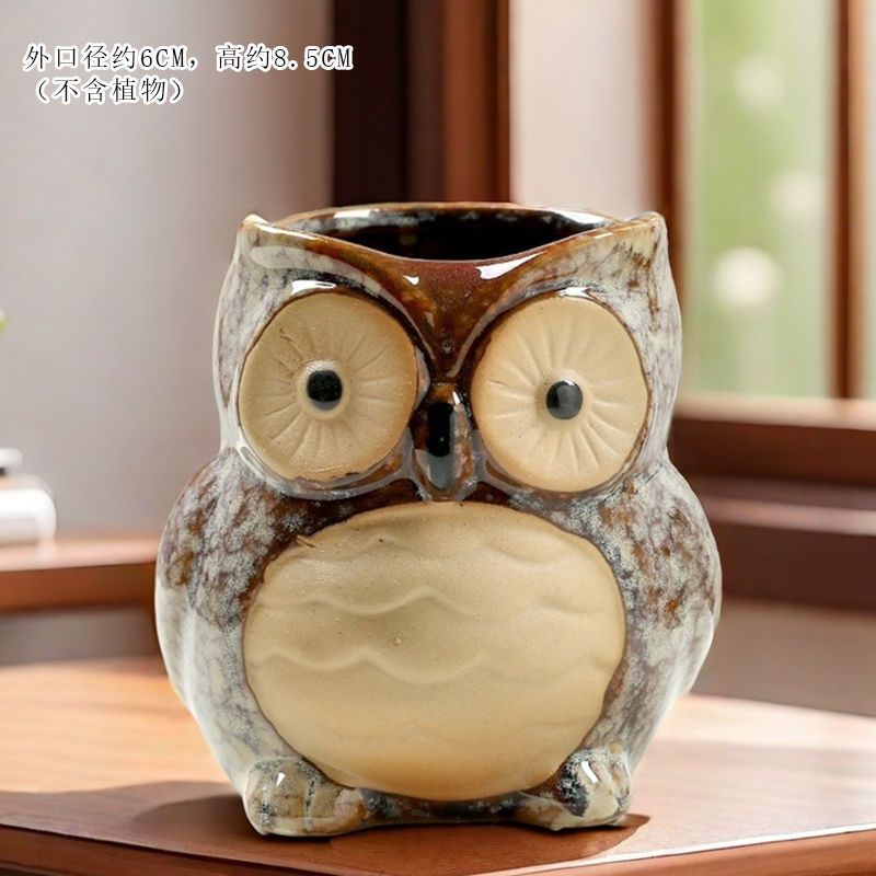 Creative Cute Animal Coarse Pottery Succulent Pot Set, Simple Durable High Aesthetic Home Decor
