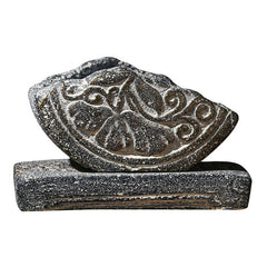 Chinese Style Imitation Stone Ceramic Flower Pot, Vintage Distressed Succulent Green Plant Planter with Cement Tray