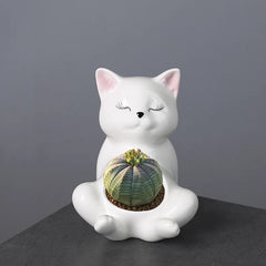 Cute Cartoon Animal Ceramic Succulent Pot, Personalized Simple Nine-Tailed Fox Cactus Lithops Planter