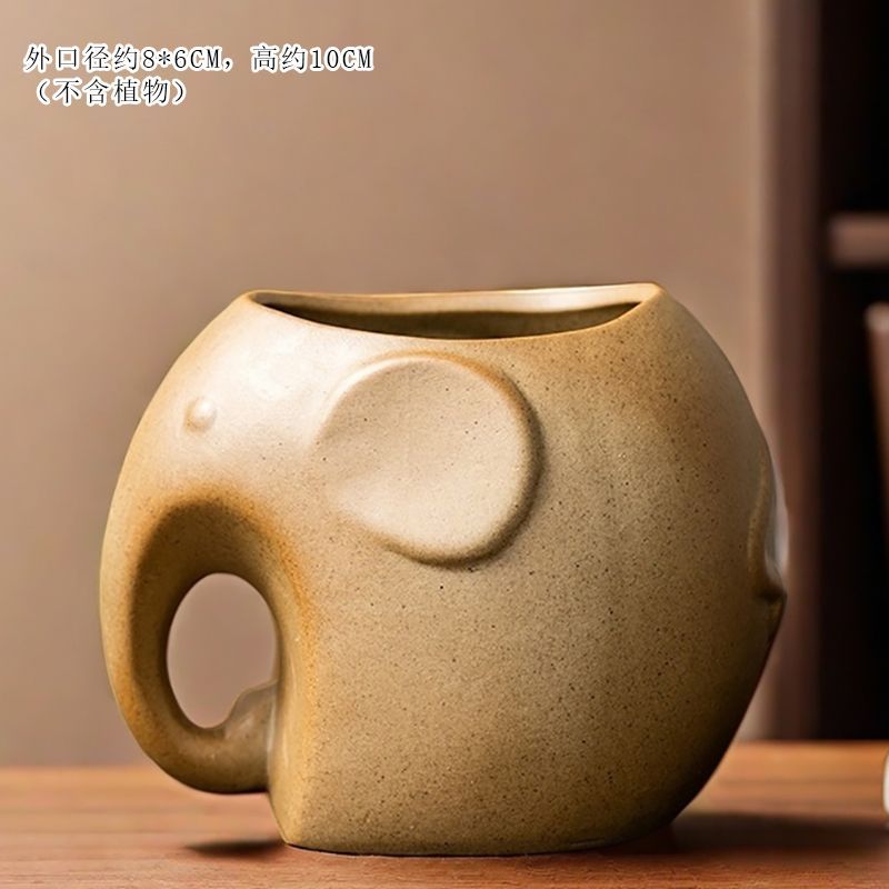Creative Cute Animal Coarse Pottery Succulent Pot Set, Simple Durable High Aesthetic Home Decor