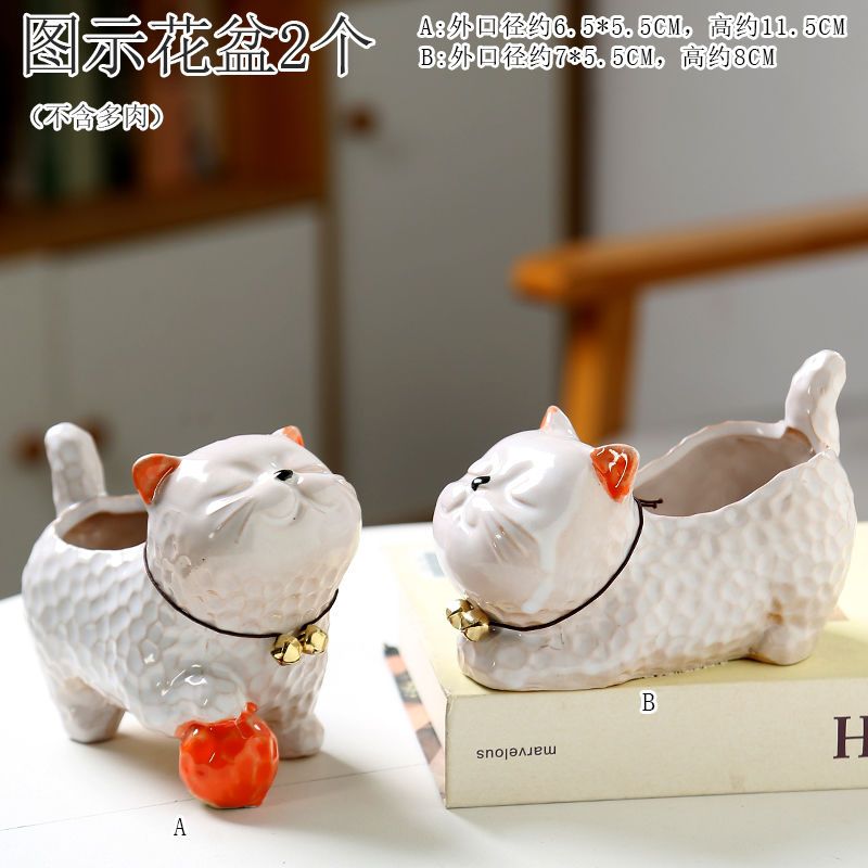 Creative Cute Animal Coarse Pottery Succulent Pot Set, Simple Durable High Aesthetic Home Decor