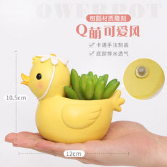 Creative Cute Small Animal Resin Succulent Pot, Desktop Micro Landscape Indoor Plant Planter Decor