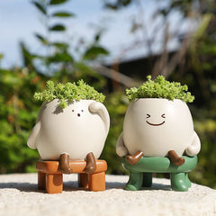 Personalized Slow & Leisurely Succulent Pot, Balcony Garden Desktop Decor Pen Holder Micro Landscape Planter Figurine