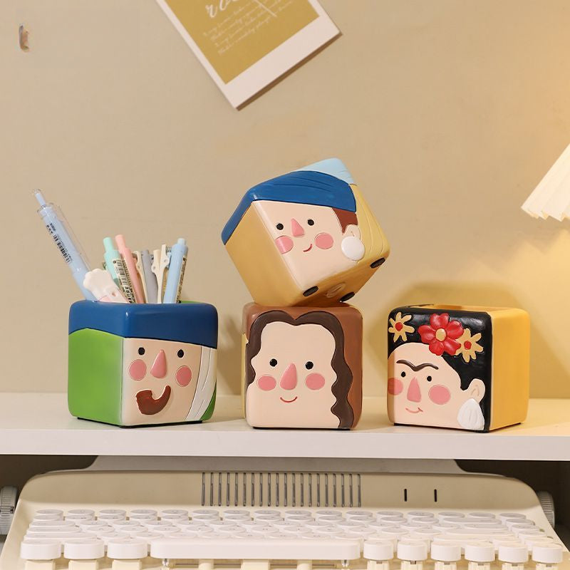 Cute Fun Design Resin Mini Succulent Pot, Creative Personalized Dual-Use Desktop Planter Decor Figurine