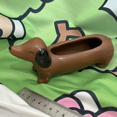 Creative Cute Cartoon Dachshund Ceramic Succulent Pot (Can be drilled), Fun Planter (Slight Imperfections)