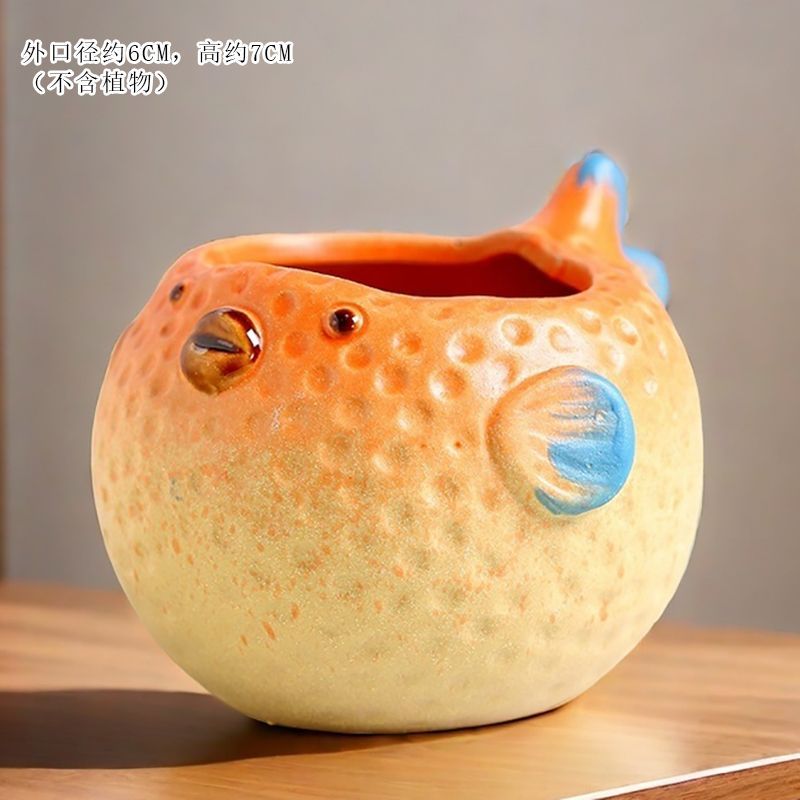 Creative Cute Animal Coarse Pottery Succulent Pot Set, Simple Durable High Aesthetic Home Decor