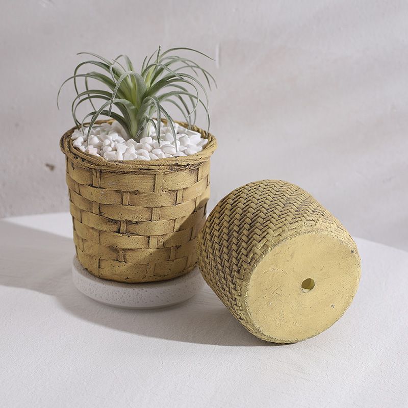 Creative New Style Cement Succulent Pot, Large Diameter Breathable Home Plant Planter Decoration