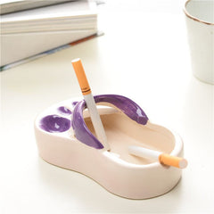 Creative Cute Cartoon Ceramic Ashtray, Ins Style Trendy Personalized Slipper Design, Home Gift for Boyfriend