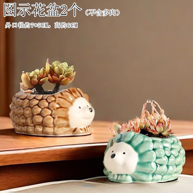 Creative Cute Animal Coarse Pottery Succulent Pot Set, Simple Durable High Aesthetic Home Decor