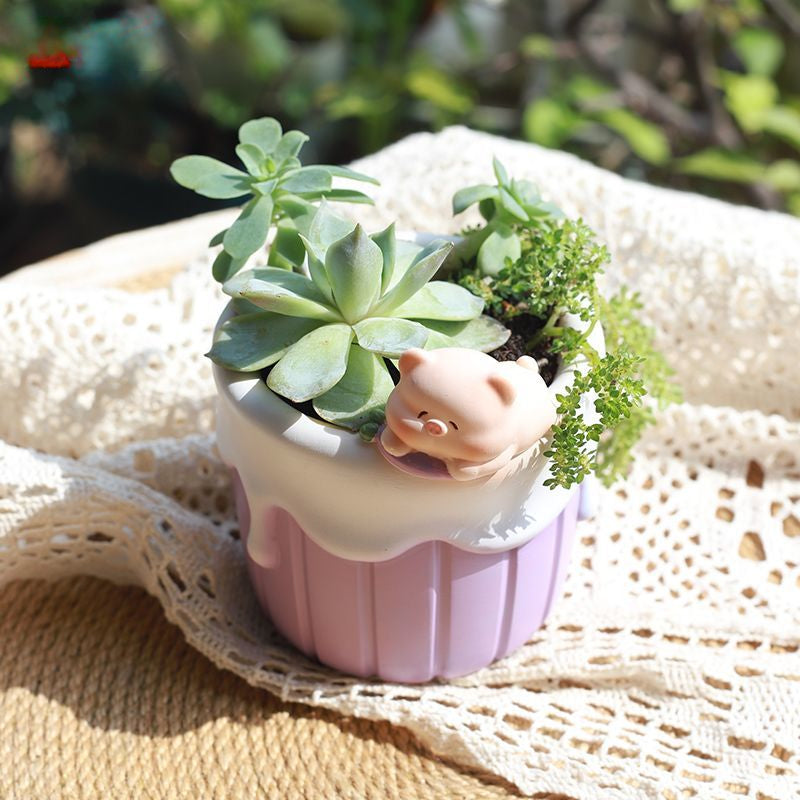 Personalized Nature Adventure Dual-Use Succulent Pot & Pen Holder, Balcony Garden Desktop Plant Decor Figurine