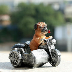 Creative Vintage Pug Small Dog Tricycle Motorcycle Figurine, Cartoon Succulent Pot, Home Planter
