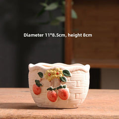 Spring Dot Ceramic Succulent Pot, Simple Home Balcony Terracotta Coarse Pottery Small Planter