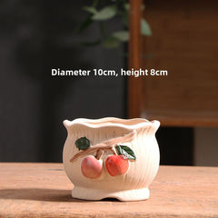 Spring Dot Ceramic Succulent Pot, Simple Home Balcony Terracotta Coarse Pottery Small Planter