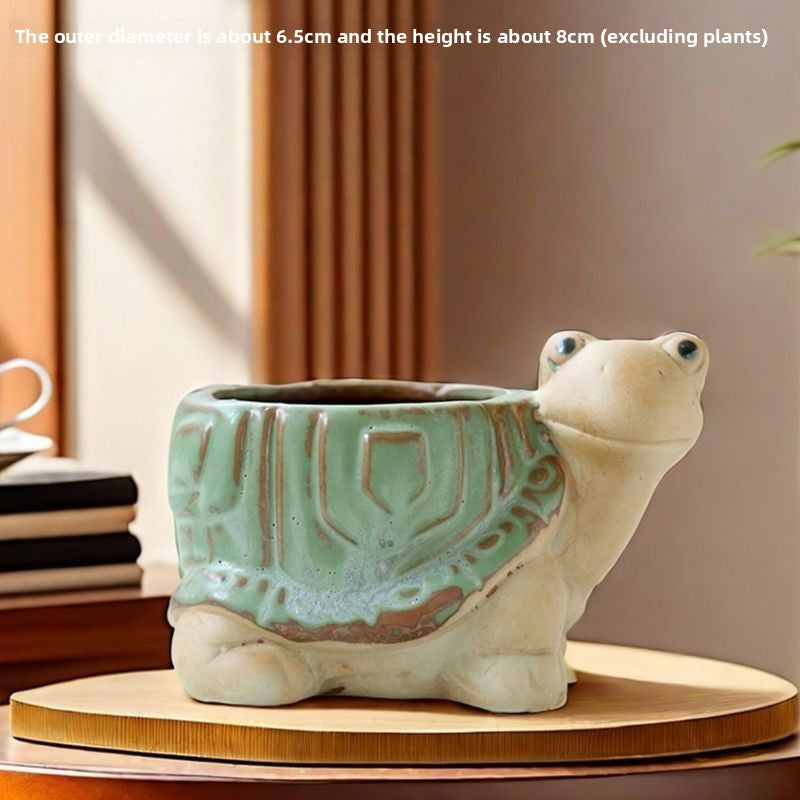Cute Animal Succulent Pot Set, Creative Coarse Pottery Simple Home Durable High Aesthetic Decor