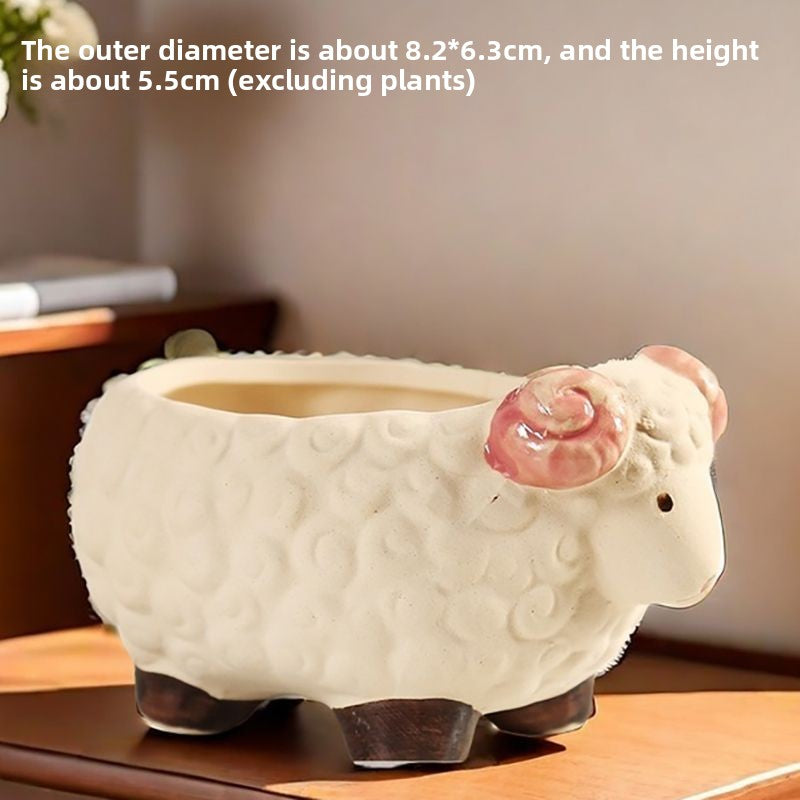Cute Animal Succulent Pot Set, Creative Coarse Pottery Simple Home Durable High Aesthetic Decor