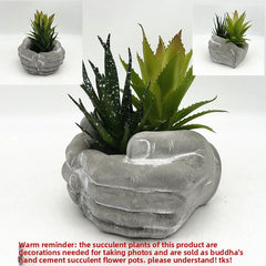 Creative Pastoral Cement Garden Pot, Buddha's Hand Shape, Suitable for Succulent Plants on Terrace