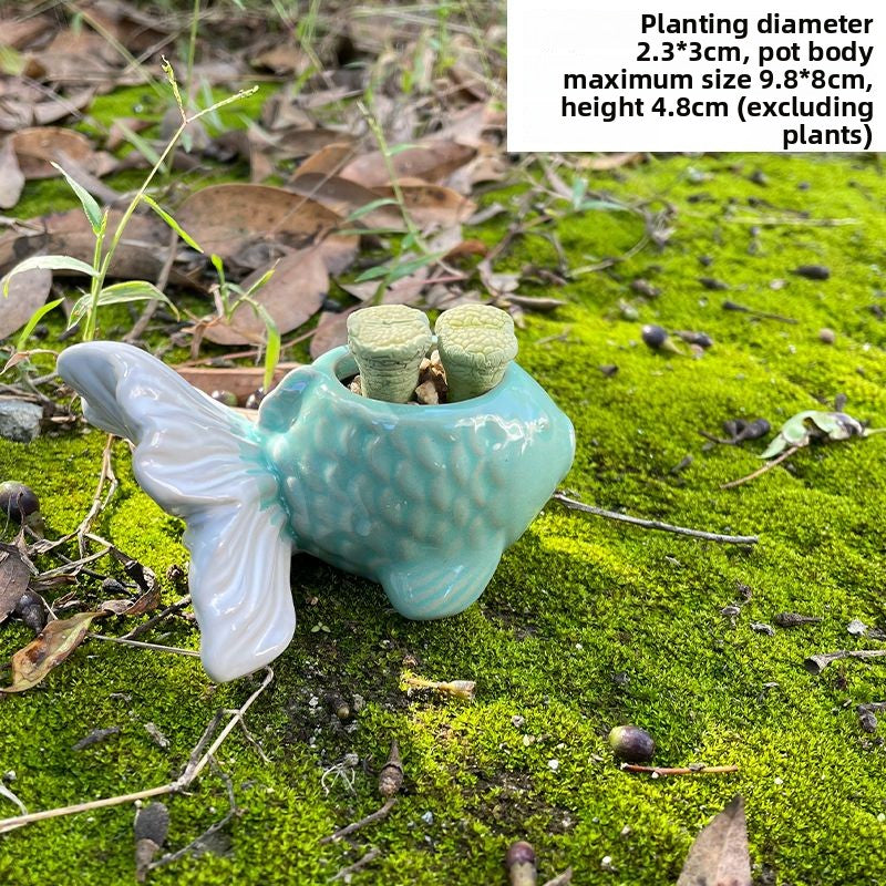 Hot Item Cute Creative Mini Personalized Goldfish Shape Ceramic Succulent Pot